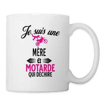 je suis motarde qui déchire et mère - Mug blanc - blanc - Droite