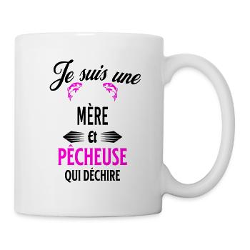 je suis pêcheuse qui déchire et mère - Mug blanc - blanc - Droite