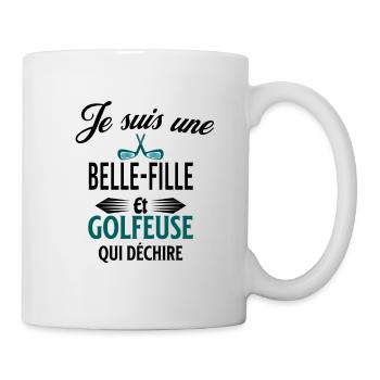 je suis golfeuse qui déchire et belle-fille - Mug blanc - blanc - Droite