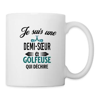 je suis golfeuse qui déchire et demi-sœur - Mug blanc - blanc - Droite