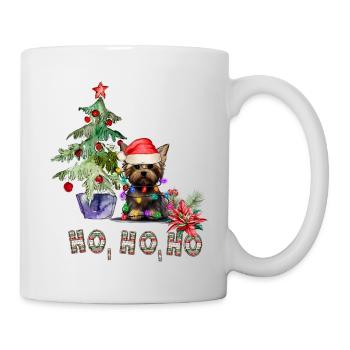 Weihnachtshund Yorkshire Terrier - Tasse - Weiß - Rechts