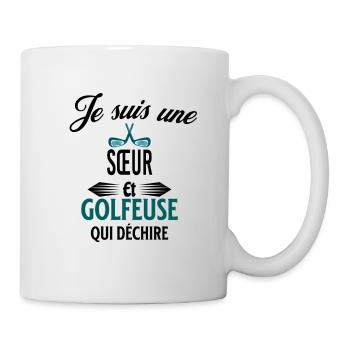 je suis golfeuse qui déchire et sœur - Mug blanc - blanc - Droite