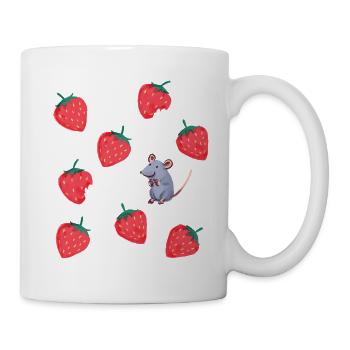 lecker Erdbeeren Mausi - Tasse - Weiß - Rechts