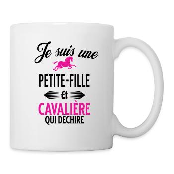 je suis cavalière qui déchire et petite-fille - Mug blanc - blanc - Droite