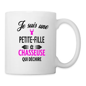 je suis chasseuse qui déchire et petite-fille - Mug blanc - blanc - Droite