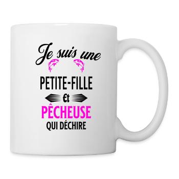 je suis pêcheuse qui déchire et petite-fille - Mug blanc - blanc - Droite