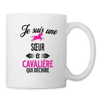 je suis cavalière qui déchire et sœur - Mug blanc - blanc - Droite
