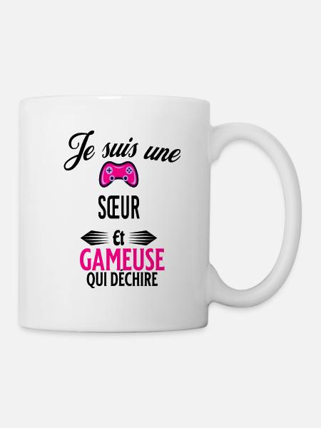 je suis gameuse qui déchire et sœur - Mug blanc - blanc