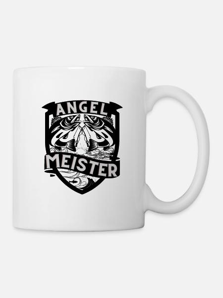 Angel Meiste Angeln Angler Wappen Zander Angelrute - Tasse - Weiß