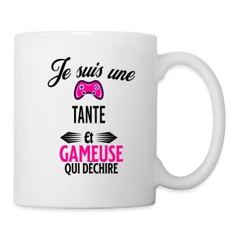 je suis gameuse qui déchire et tante - Mug blanc - blanc - Droite