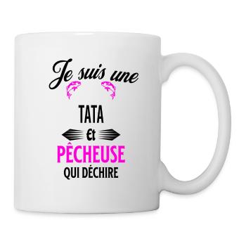 je suis pêcheuse qui déchire et tata - Mug blanc - blanc - Droite