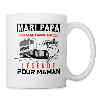 Mari papa camionneur légende pour maman - Mug blanc - blanc - Droite