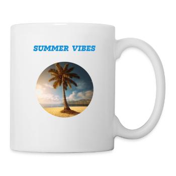 Kokospalme am Sandstrand „Summer Vibes“ - Tasse - Weiß - Rechts