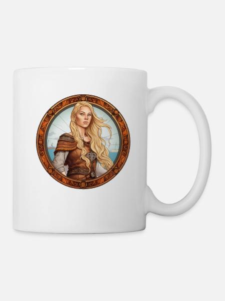 Blonde Schildmaid im Wikinger Porträt - Tasse - Weiß