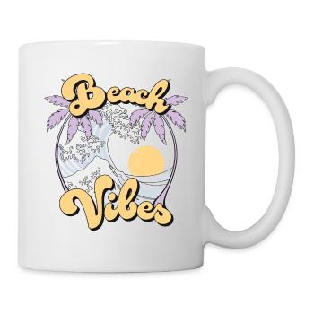 Beach Vibes Tropical Beach Palm Waves Retro - Mug - white - Right