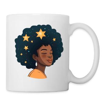 Black Woman Stars Afro Black Pride - Mug - white - Right