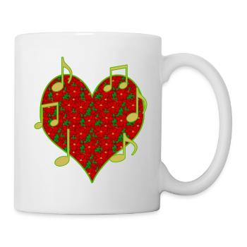 Melodiöses Herz aus weihnachtlichen roten Blumen - Tasse - Weiß - Rechts