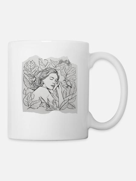 schlummernde junge Frau - Tasse - Weiß