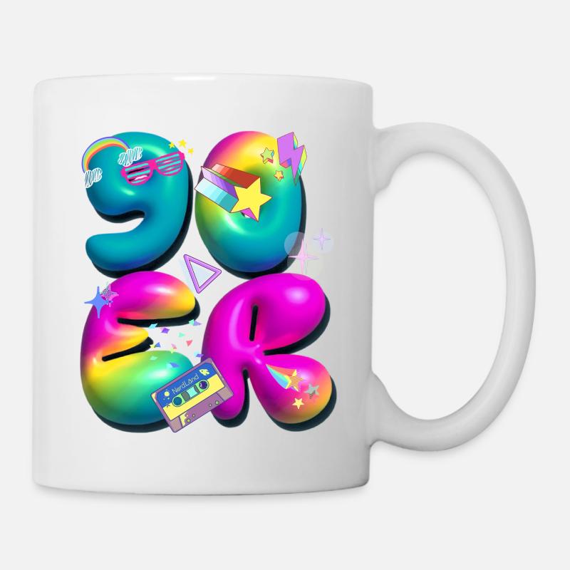 90er,retro,ballons,3d,90 er Jahre,bunt - Tasse - Weiß