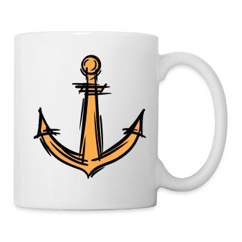 Anker Zeichnung. Marine. Maritim / Schiff Symbole. - Tasse - Weiß - Rechts