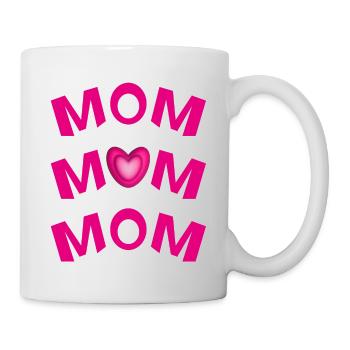 MOM in Pink mit viel Herz und Liebe. - Tasse - Weiß - Rechts