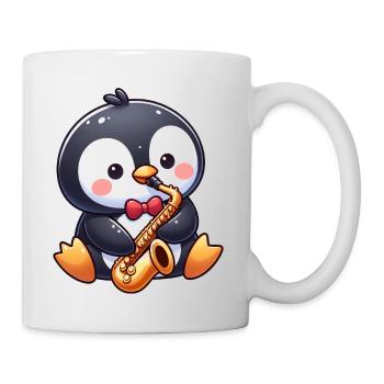 Pinguin Jazz Saxofon Saxofonist Musik - Tasse - Weiß - Rechts