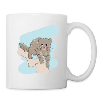 Illustriertes Design mit Wildkatze - Tasse - Weiß - Rechts