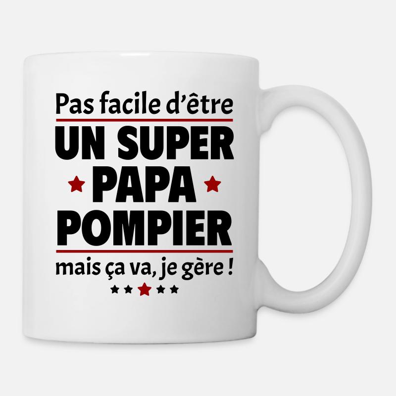 Pas facile super papa pompier, fête des pères - Mug blanc - blanc