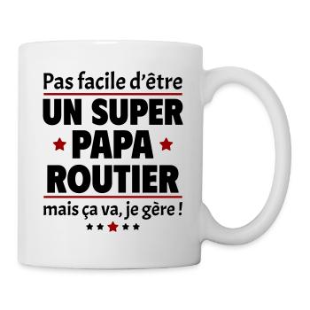 Pas facile super papa routier, fête des pères,noël - Mug blanc - blanc - Droite