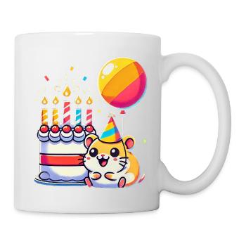 Hamster Kid Celebrating Birthday - Tasse - Weiß - Rechts