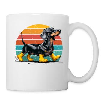 Hund Dackel Dackelliebhaber Gummistiefel Lustig - Tasse - Weiß - Rechts