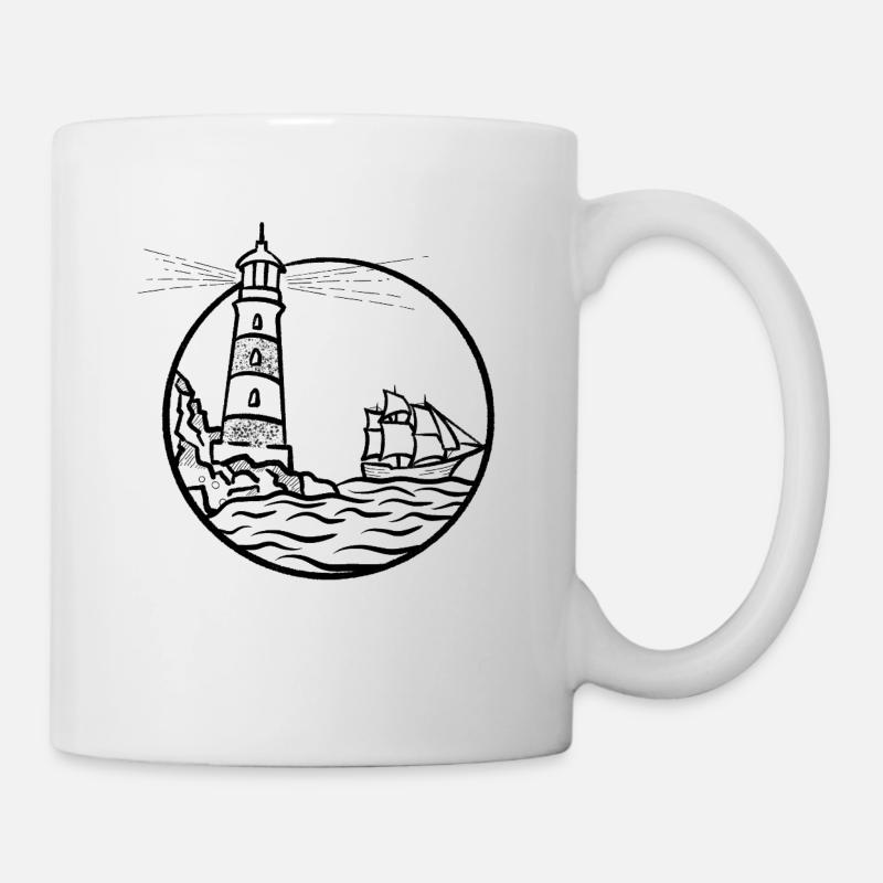 Leuchtturm Schiff - Tasse - Weiß