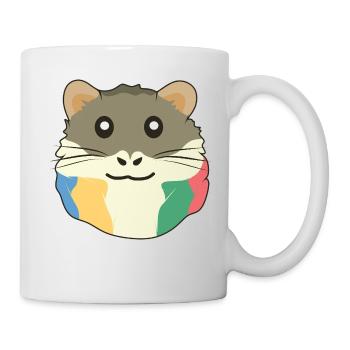 Ein süßes Cartoon-Tier mit einem mehrfarbigen Scha - Tasse - Weiß - Rechts