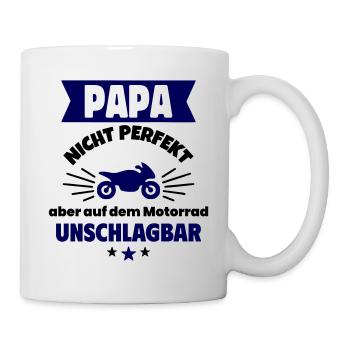 Papa nicht perfekt Biker zum Vatertag - Tasse - Weiß - Rechts