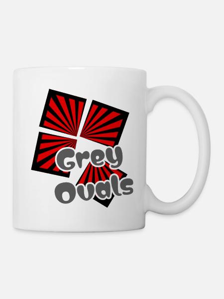Red Squares Grey Ovals - Mug - white
