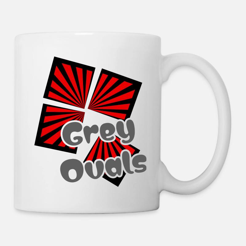Red Squares Grey Ovals - Mug - white