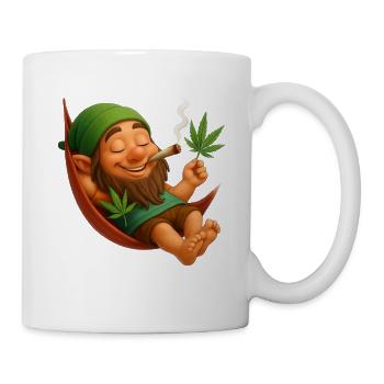 Kiffender Zwerg in Hängematte Cannabis - Tasse - Weiß - Rechts