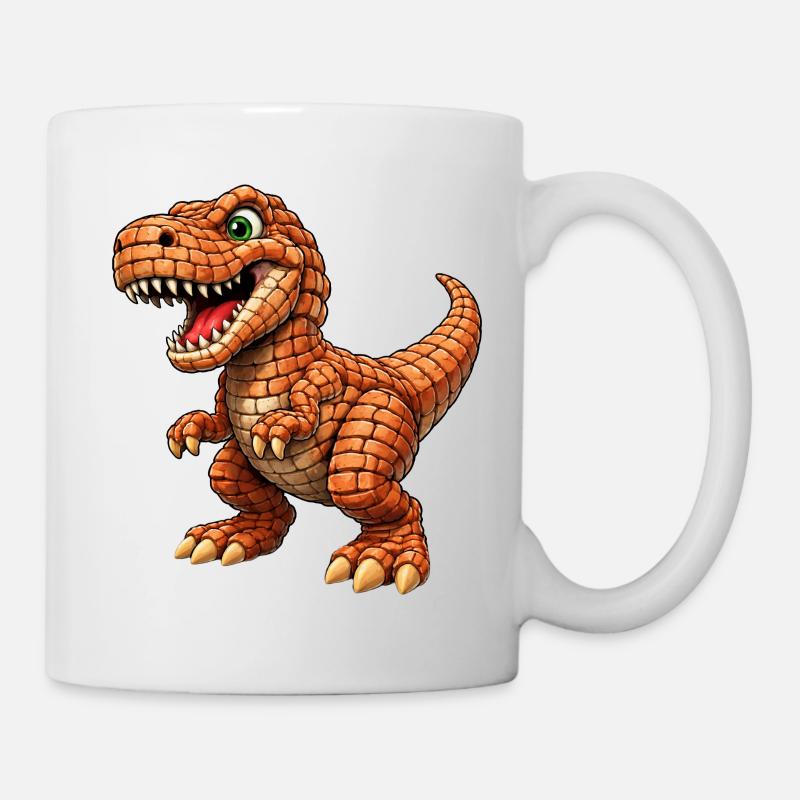 T-Rex mit orange Schuppen - Tasse - Weiß