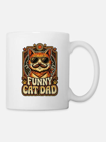 Funny Cat Dad Retro Vintage Style - Mug - white