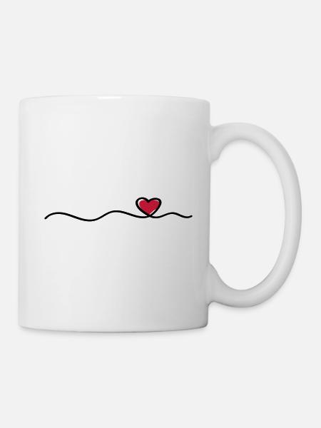 herz linie symbol herzchen liebe - Tasse - Weiß