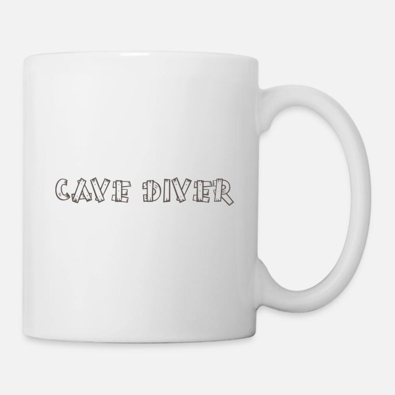 Cave diver in Bretter Schrift - Tasse - Weiß