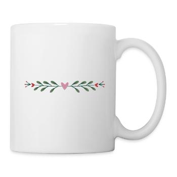 Blumen Linie Floral Herz Selbst Gestalten Geschenk - Tasse - Weiß - Rechts