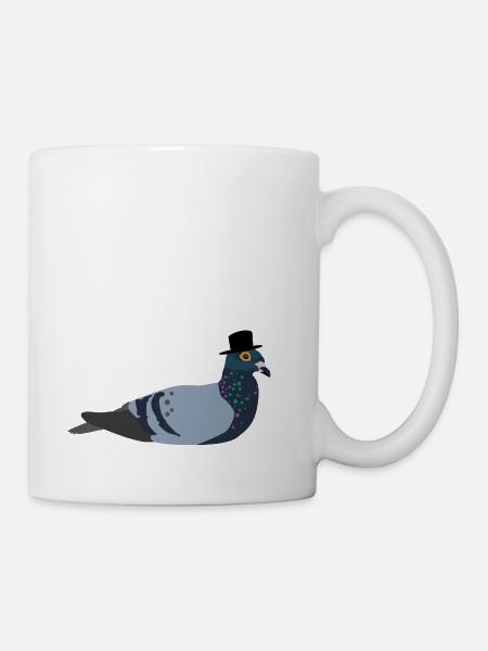 Taube mit Hut - Tasse - Weiß