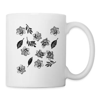 Narzissen und Blätter - Tasse - Weiß - Rechts