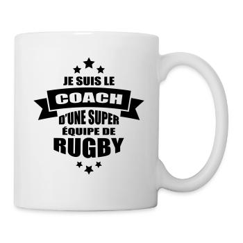 je suis le coach d'une super équipe de rugby - Mug blanc - blanc - Droite