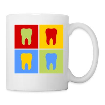 Zahn Zähne Zahnarzt Zahnarzthelferin Pop-Art - Tasse - Weiß - Rechts