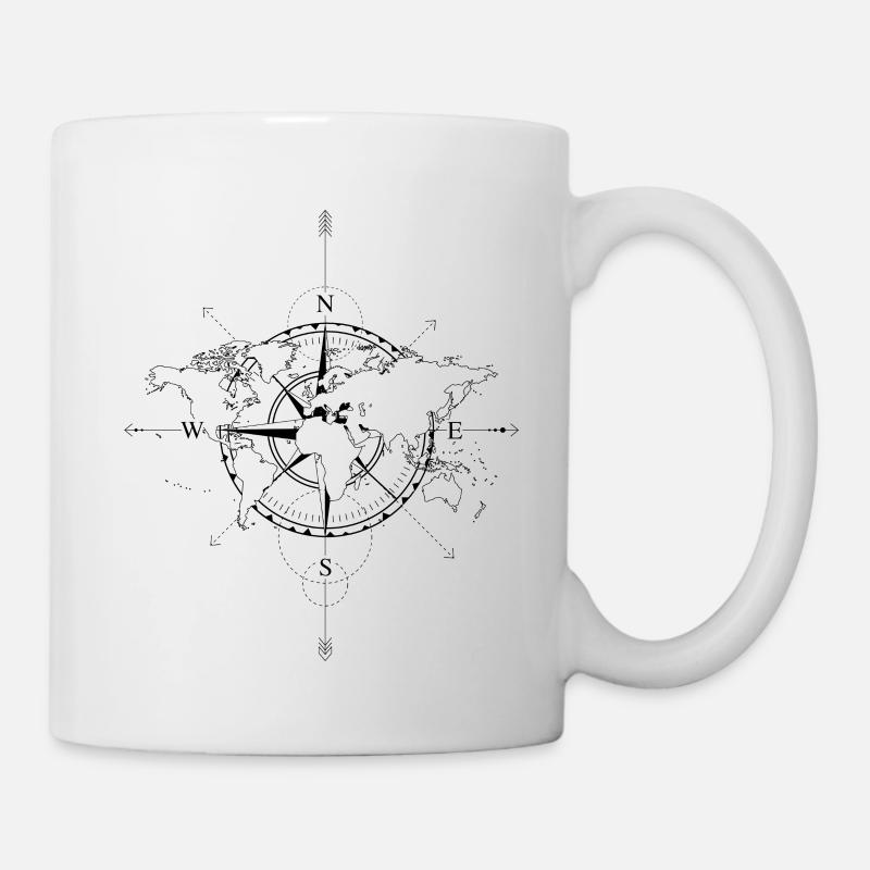 Wanderlust T-Shirt cadeau pour les voyageurs Compass - Mug blanc - blanc