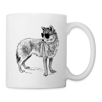Cooler Wolf mit Sonnenbrille - Tasse - Weiß - Rechts
