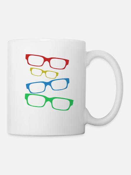 Design mit bunte Brillen mit Brillengestell - Tasse - Weiß