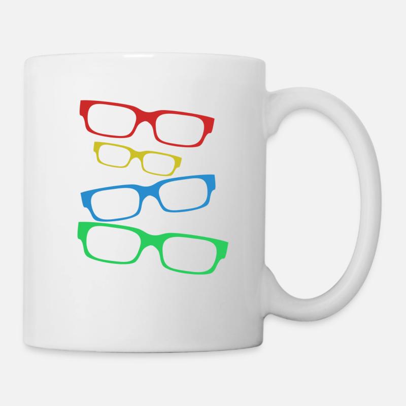 Design mit bunte Brillen mit Brillengestell - Tasse - Weiß